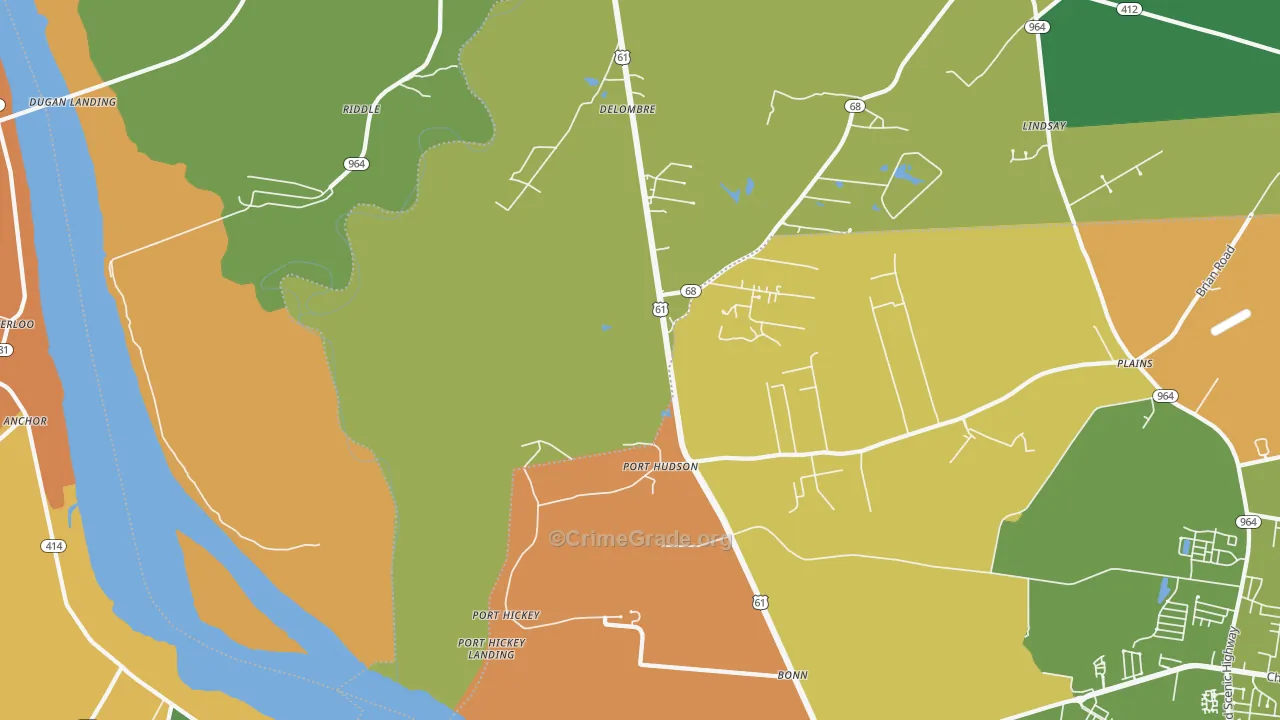 Port Hudson, LA Map of Assault Rates