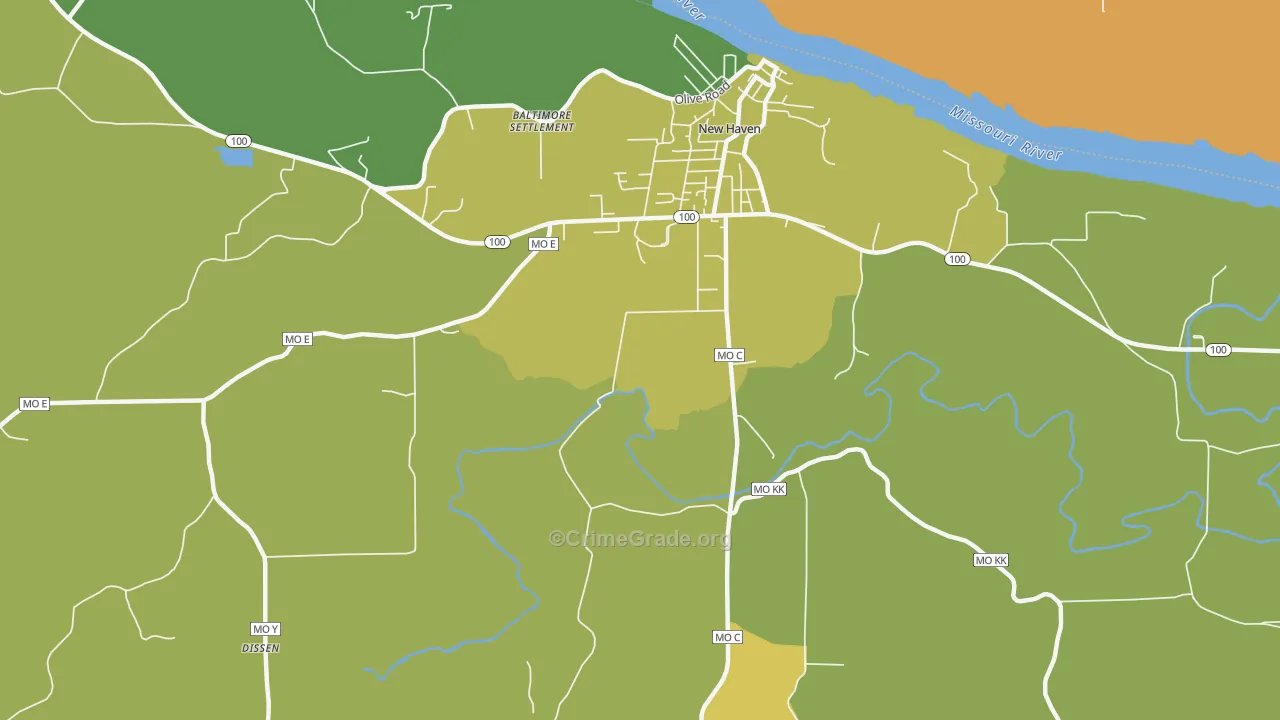 Port Hudson, MO Map of Assault Rates