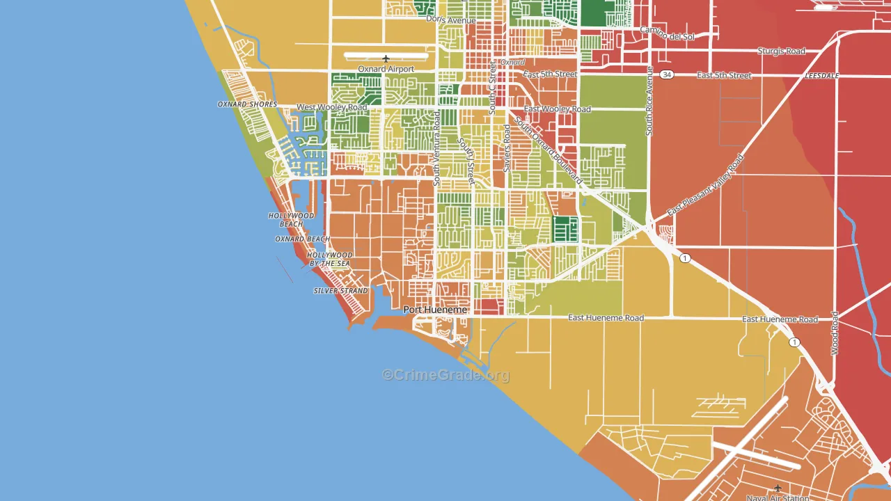Port Hueneme, CA Map of Assault Rates