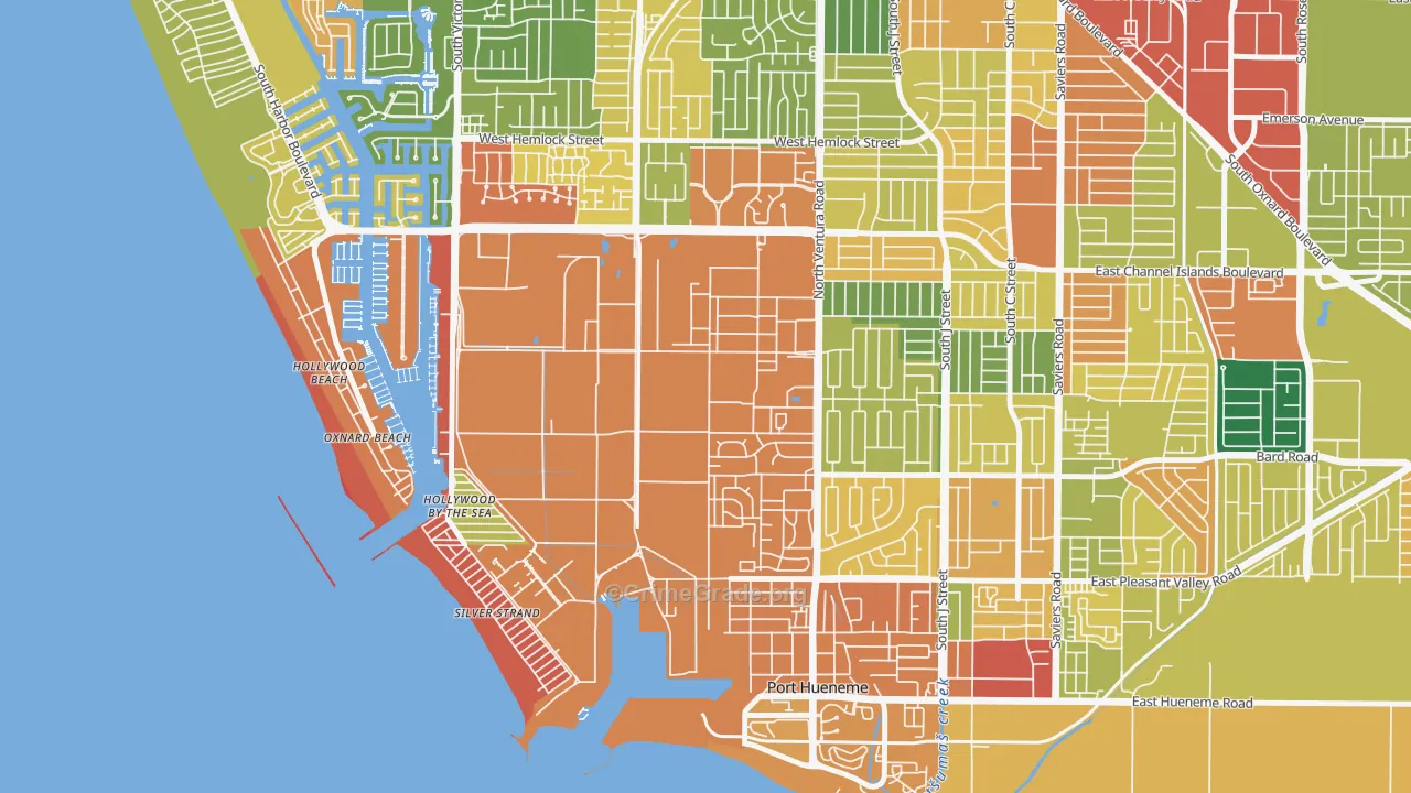 Port Hueneme Cbc Base, CA Map of Assault Rates