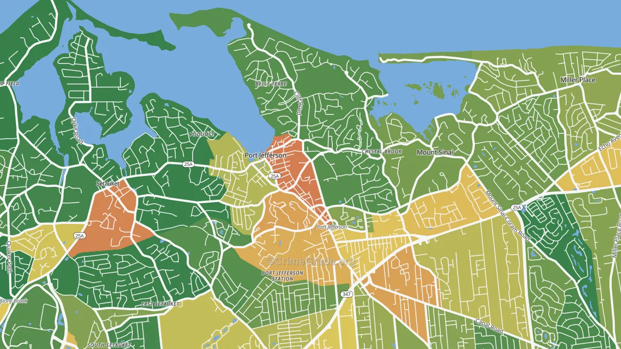 Port Jefferson, NY Map of Assault Rates