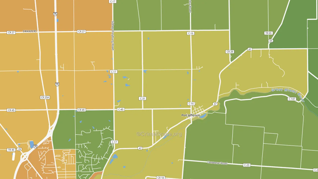 Port Jefferson, OH Map of Assault Rates