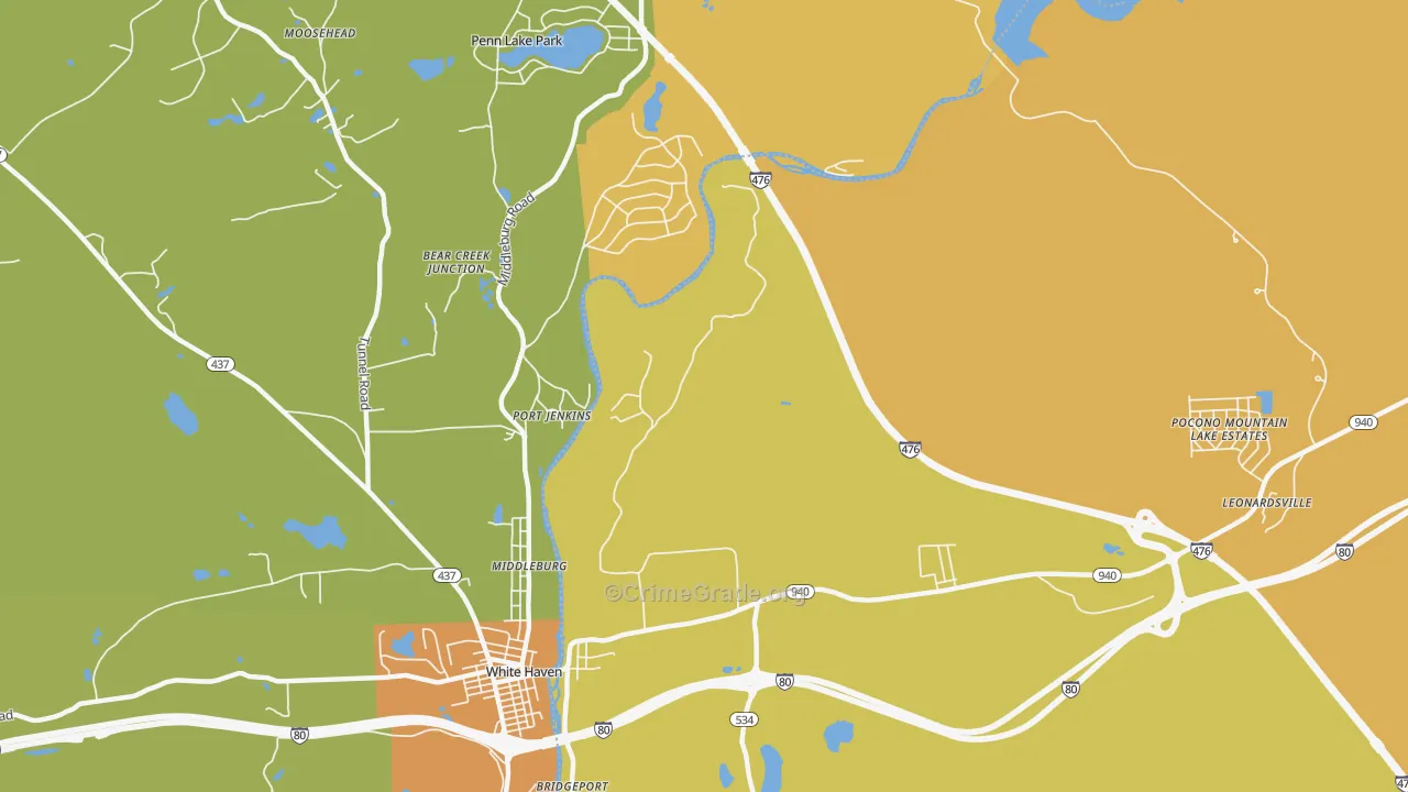 Port Jenkins, PA Map of Assault Rates