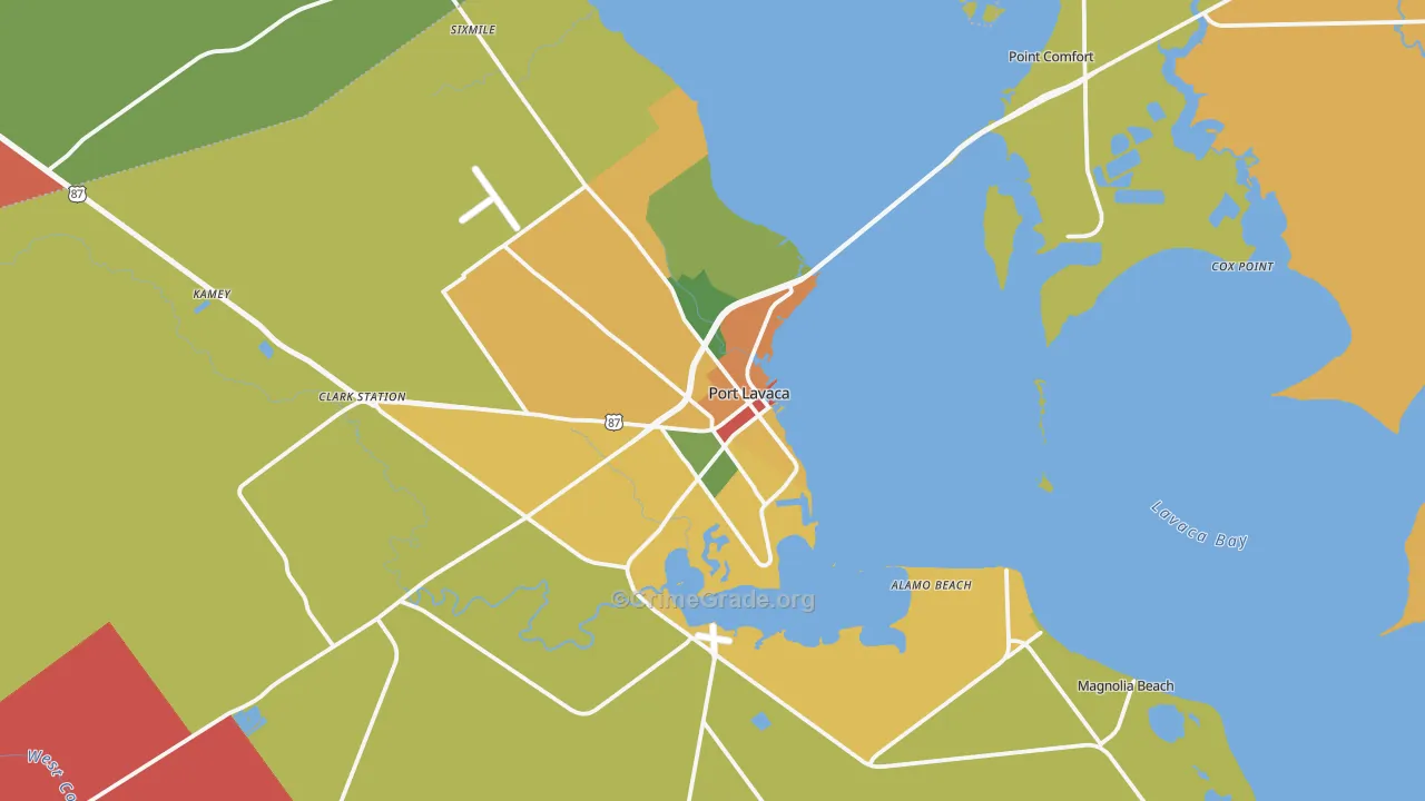 Port Lavaca, TX Map of Assault Rates
