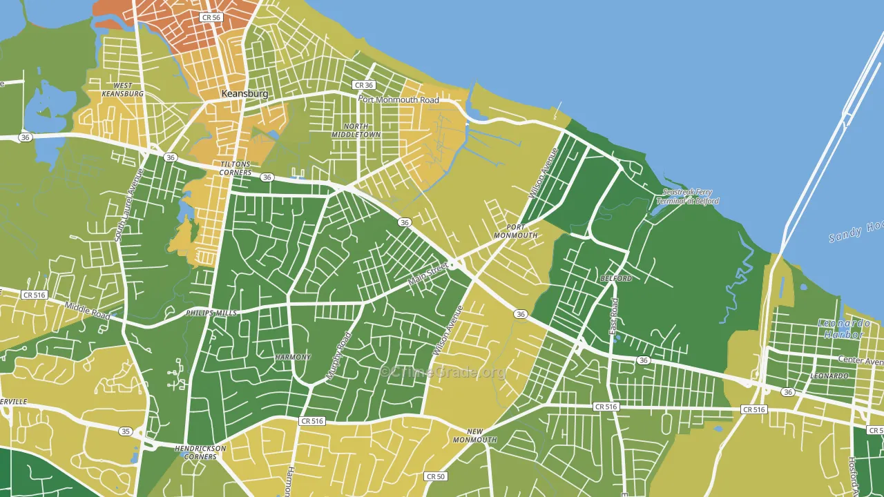 Port Monmouth, NJ Map of Assault Rates