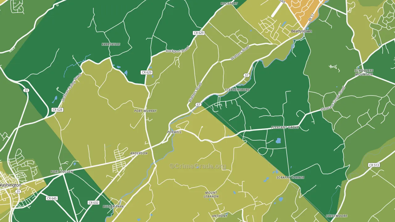 Port Murray, NJ Map of Assault Rates