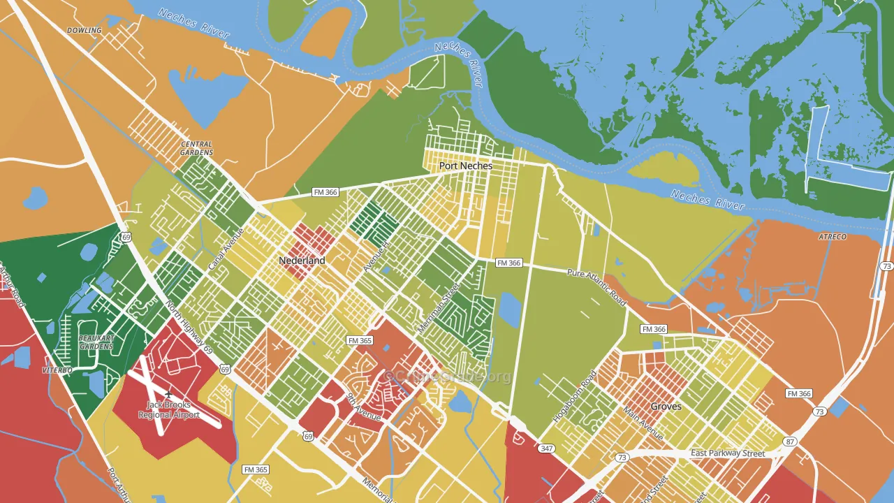 Port Neches, TX Map of Assault Rates