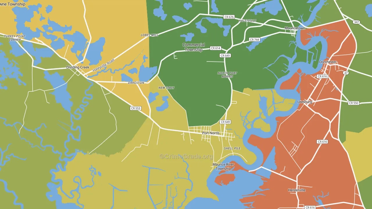 Port Norris, NJ Map of Assault Rates