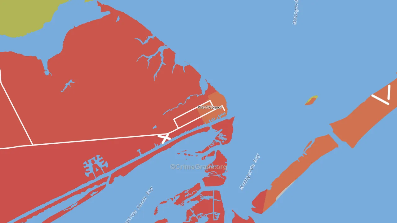 Port O'Connor, TX Map of Assault Rates