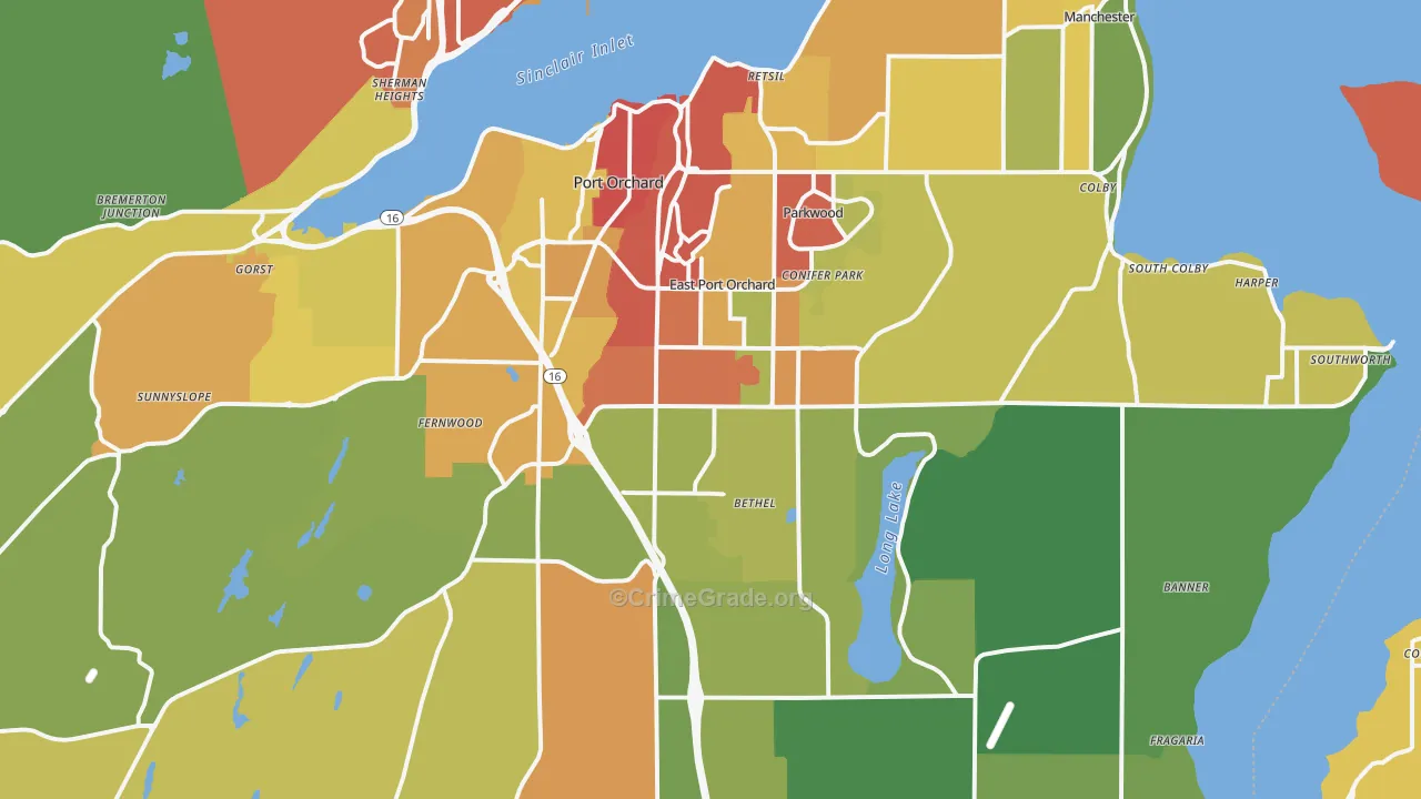 Port Orchard, WA Map of Assault Rates