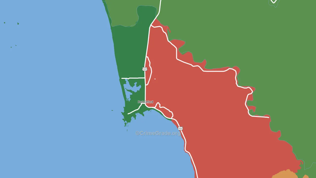 Port Orford, OR Map of Assault Rates