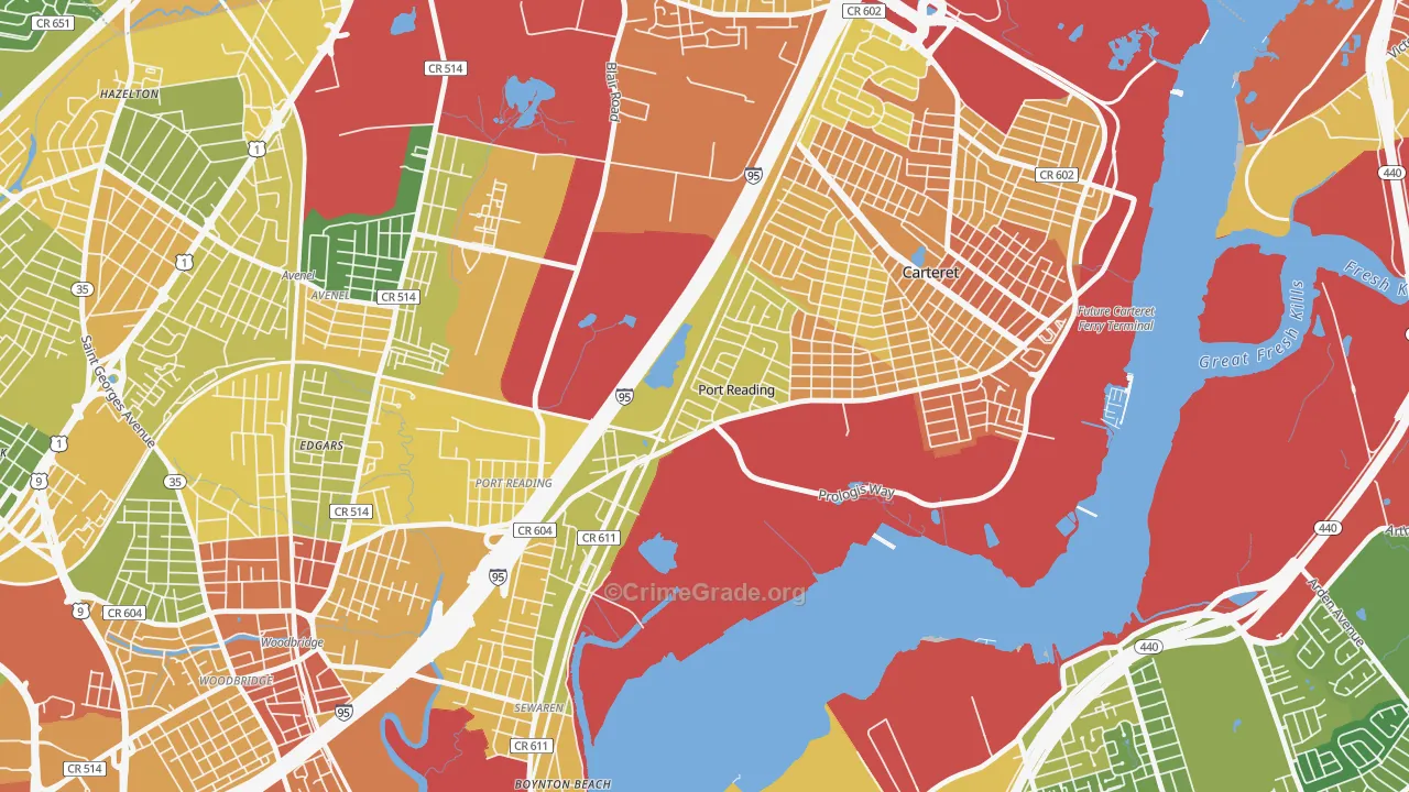 Port Reading, NJ Map of Assault Rates