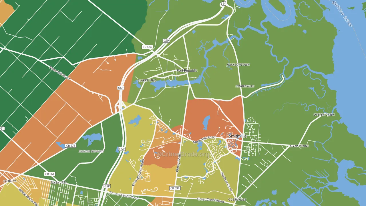Port Republic, NJ Map of Assault Rates