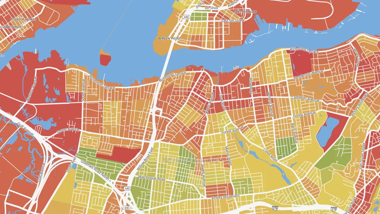 Port Richmond, Staten Island, NY Map of Assault Rates