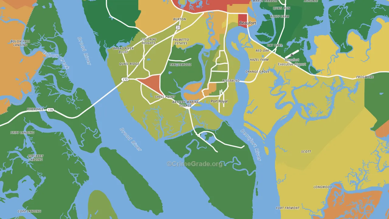 Port Royal, SC Map of Assault Rates