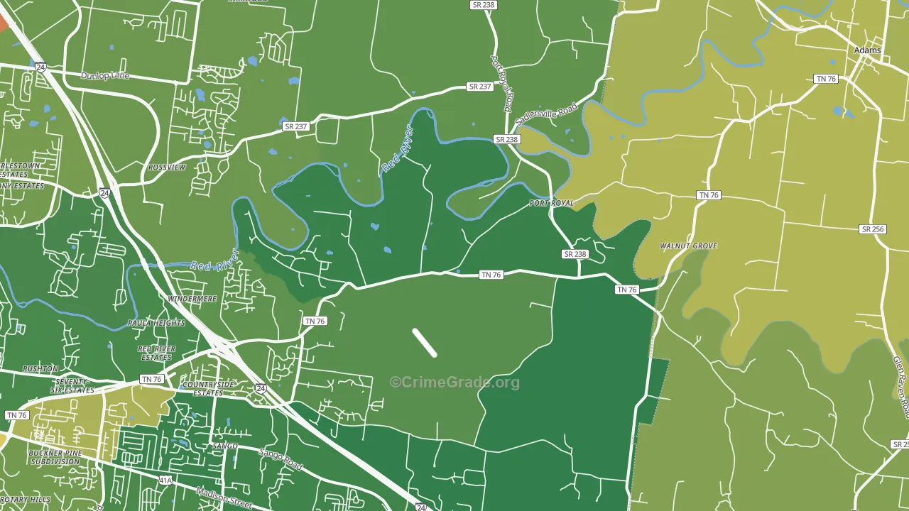 Port Royal, TN Map of Assault Rates