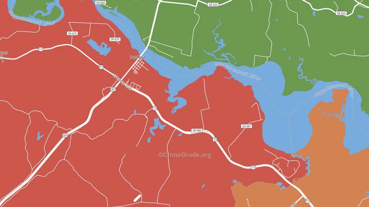 Port Royal, VA Map of Assault Rates