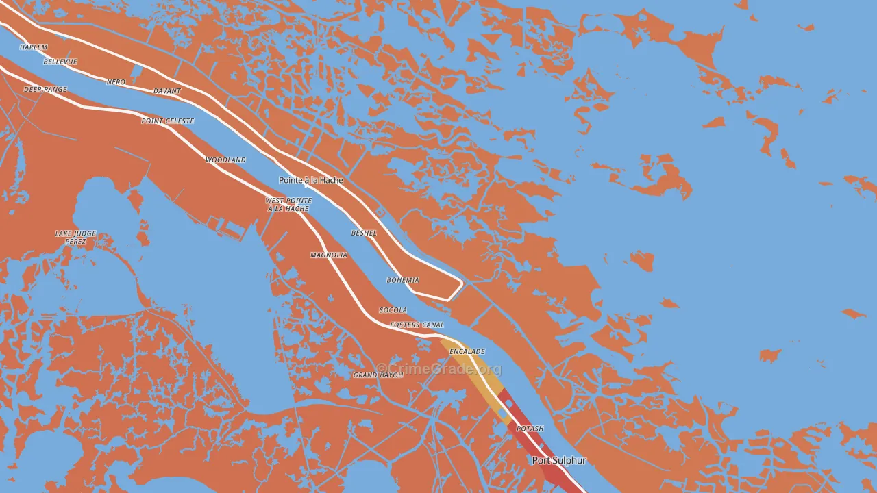 Port Sulphur, LA Map of Assault Rates