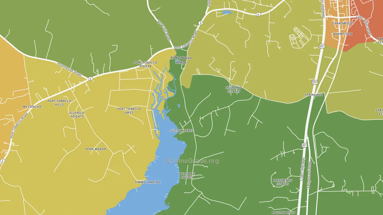 Port Tobacco Village, MD Map of Assault Rates