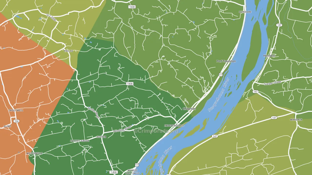 Port Trevorton, PA Map of Assault Rates