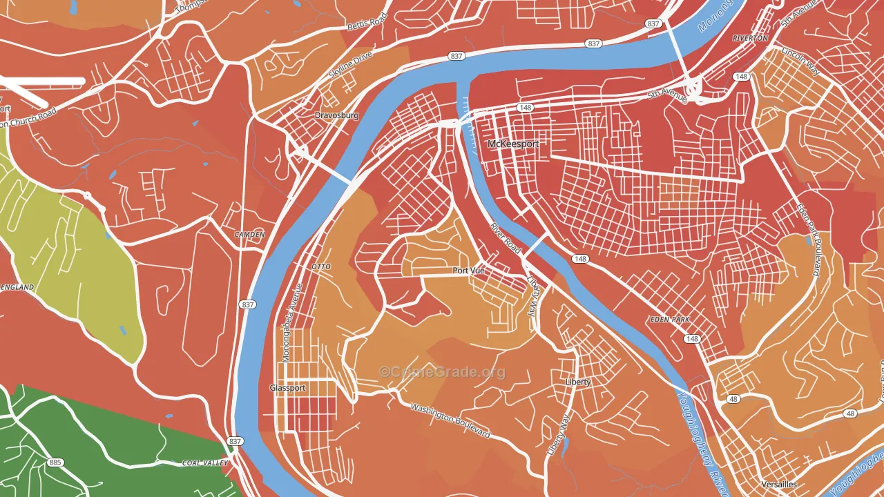 Port Vue, PA Map of Assault Rates