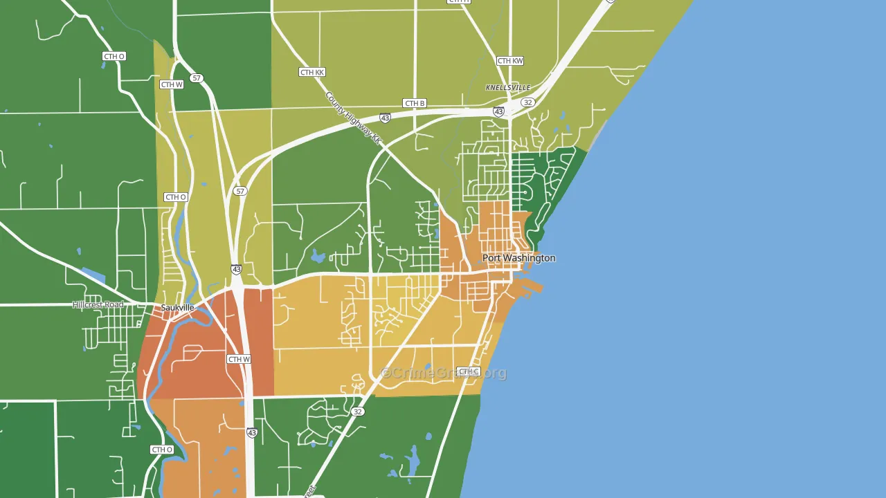 Port Washington, WI Map of Assault Rates