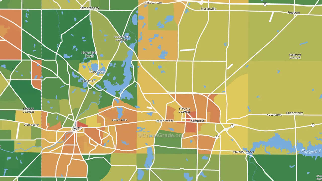 Portage County, OH Map of Assault Rates