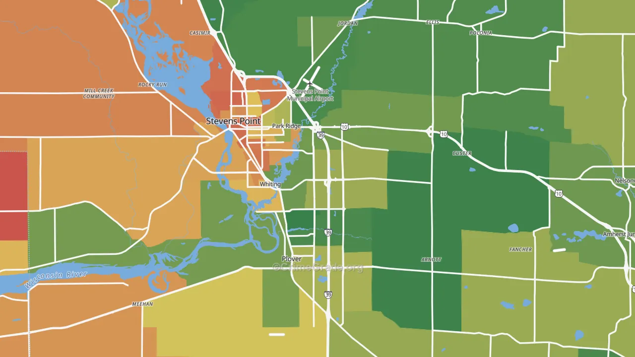 Portage County, WI Map of Assault Rates