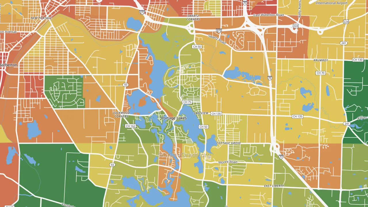 Portage Lakes, OH Map of Assault Rates