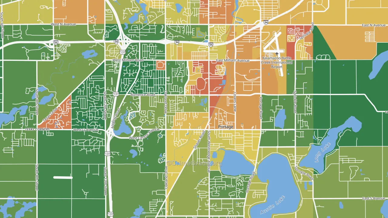 Portage, MI Map of Assault Rates