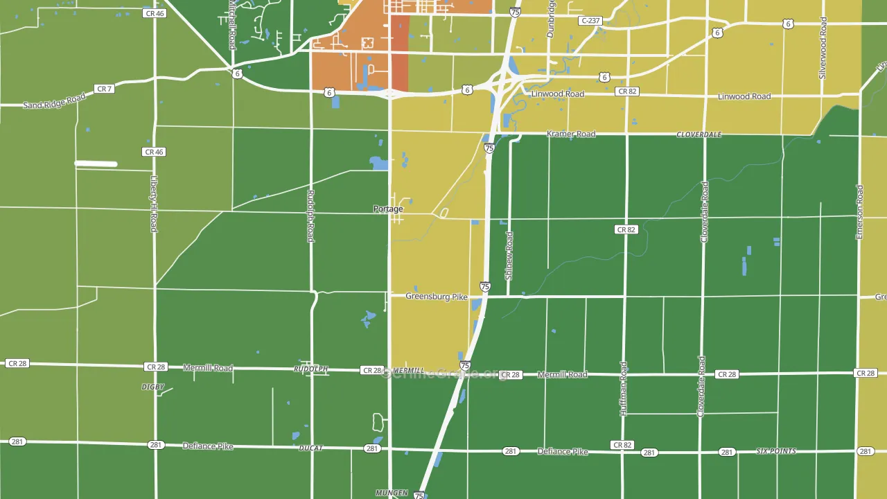 Portage, OH Map of Assault Rates