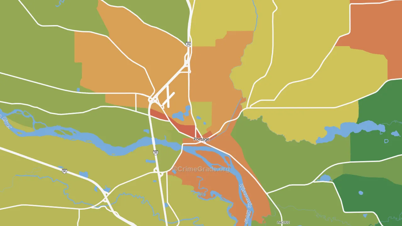 Portage, WI Map of Assault Rates