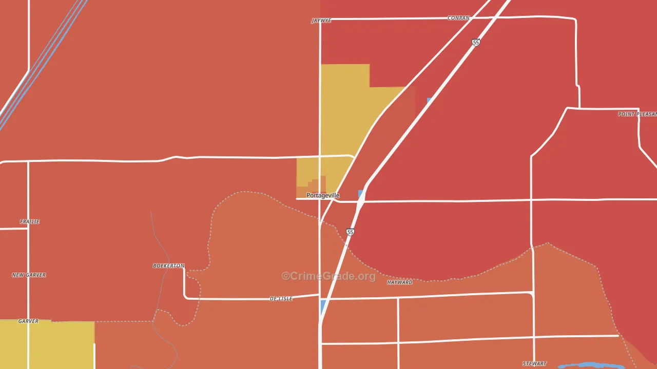 Portageville, MO Map of Assault Rates