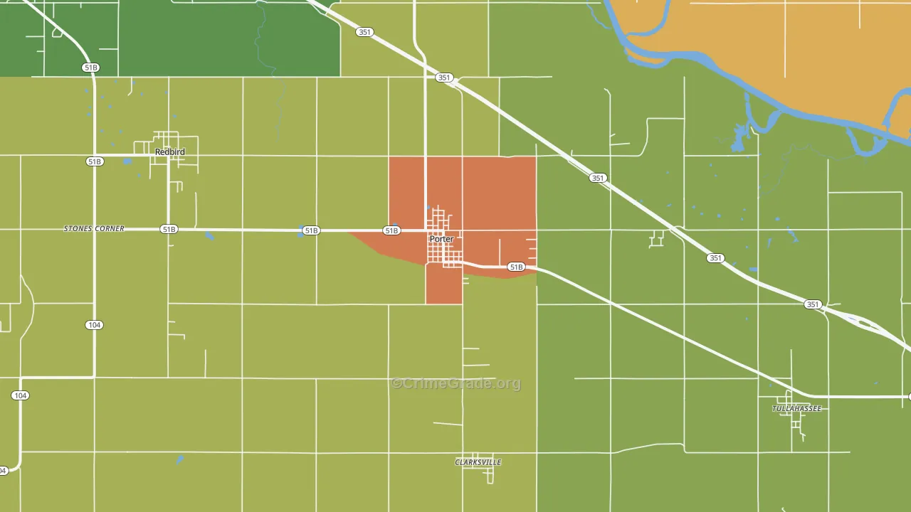 Porter, OK Map of Assault Rates