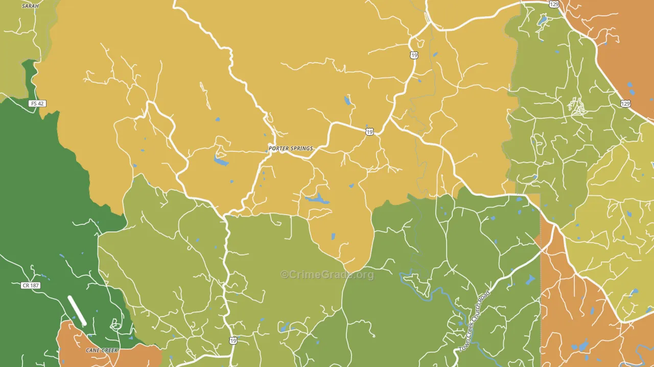 Porter Springs, GA Map of Assault Rates