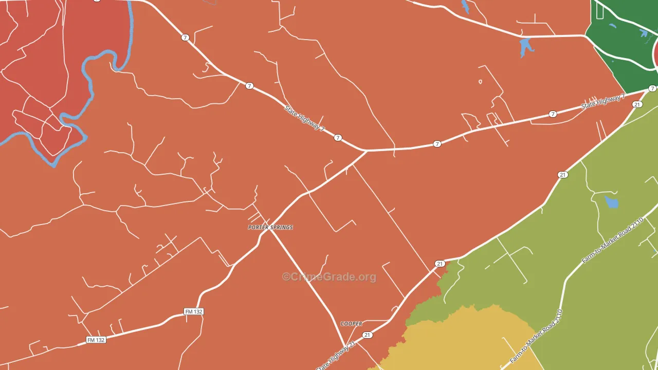 Porter Springs, TX Map of Assault Rates