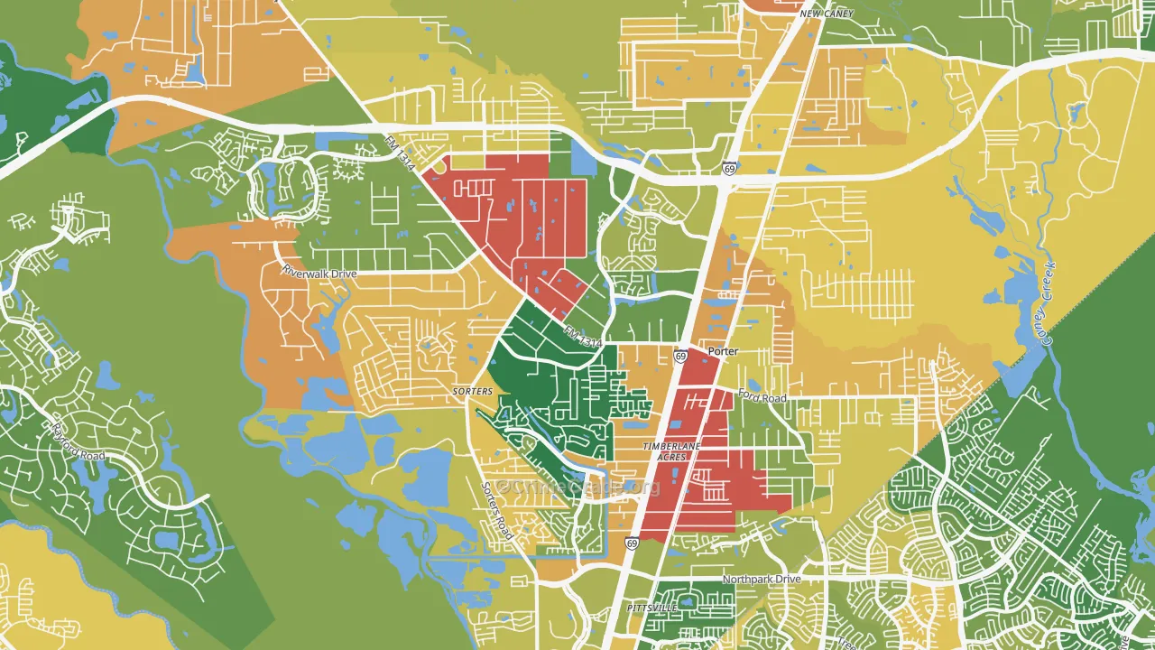 Porter, TX Map of Assault Rates