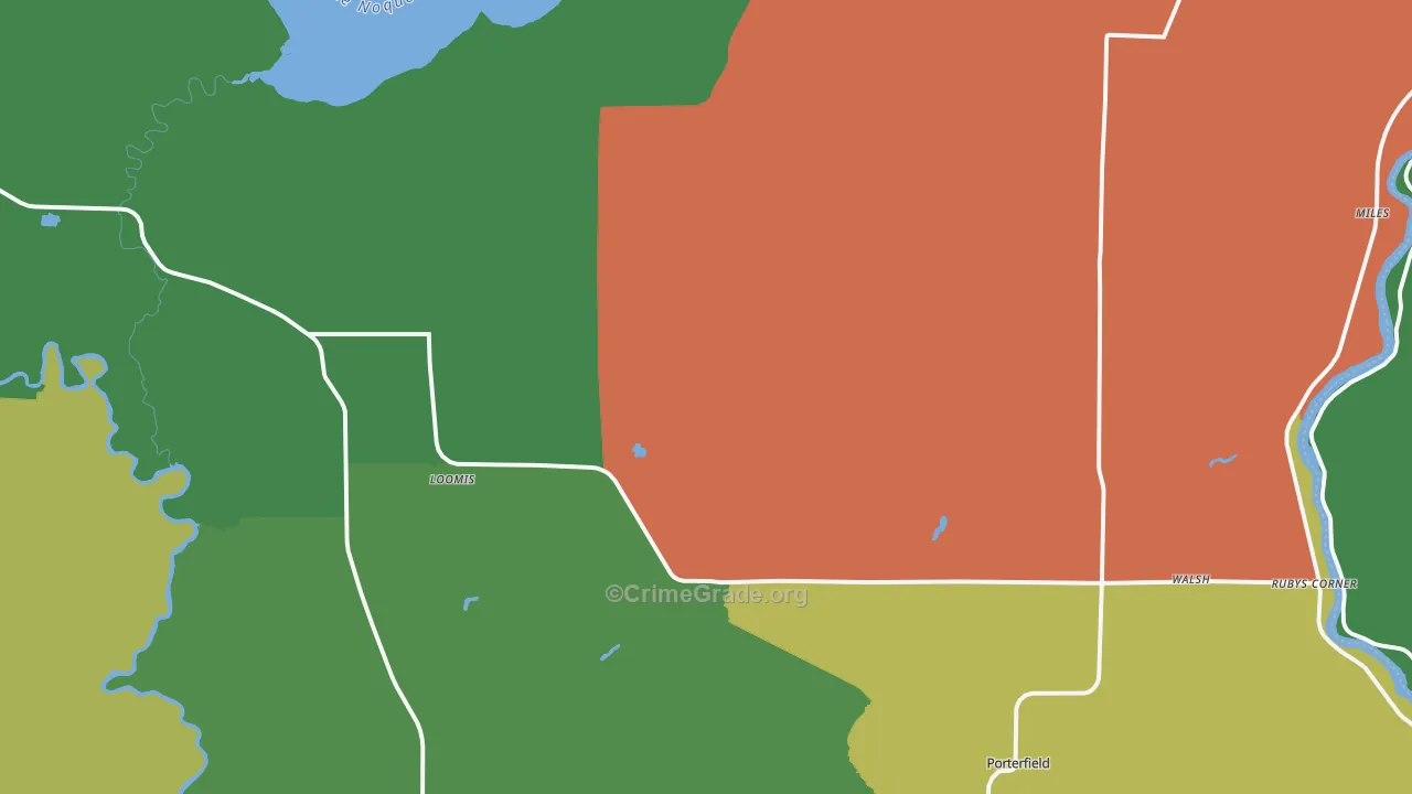 Porterfield, WI Map of Assault Rates
