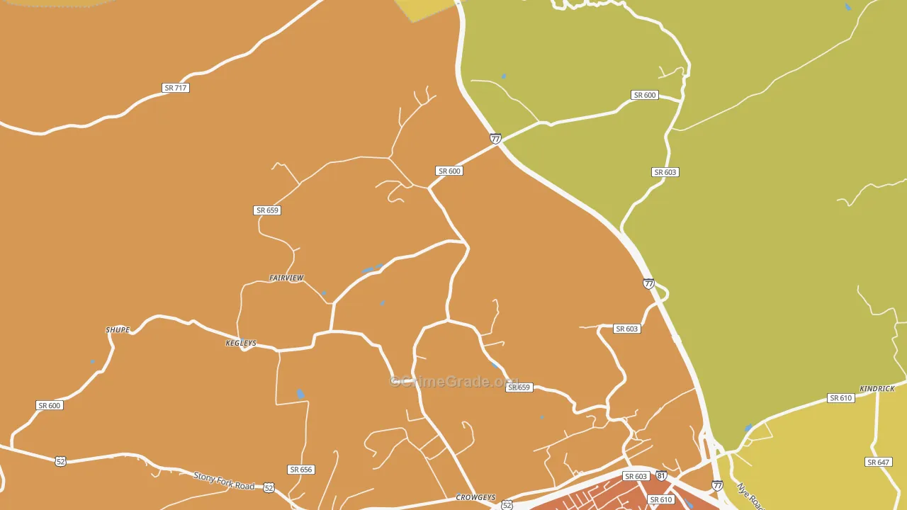 Porters Crossroads, VA Map of Assault Rates