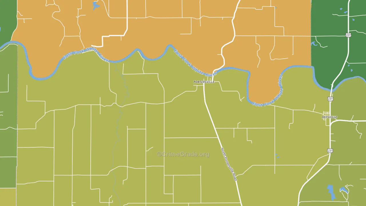 Portersville, IN Map of Assault Rates