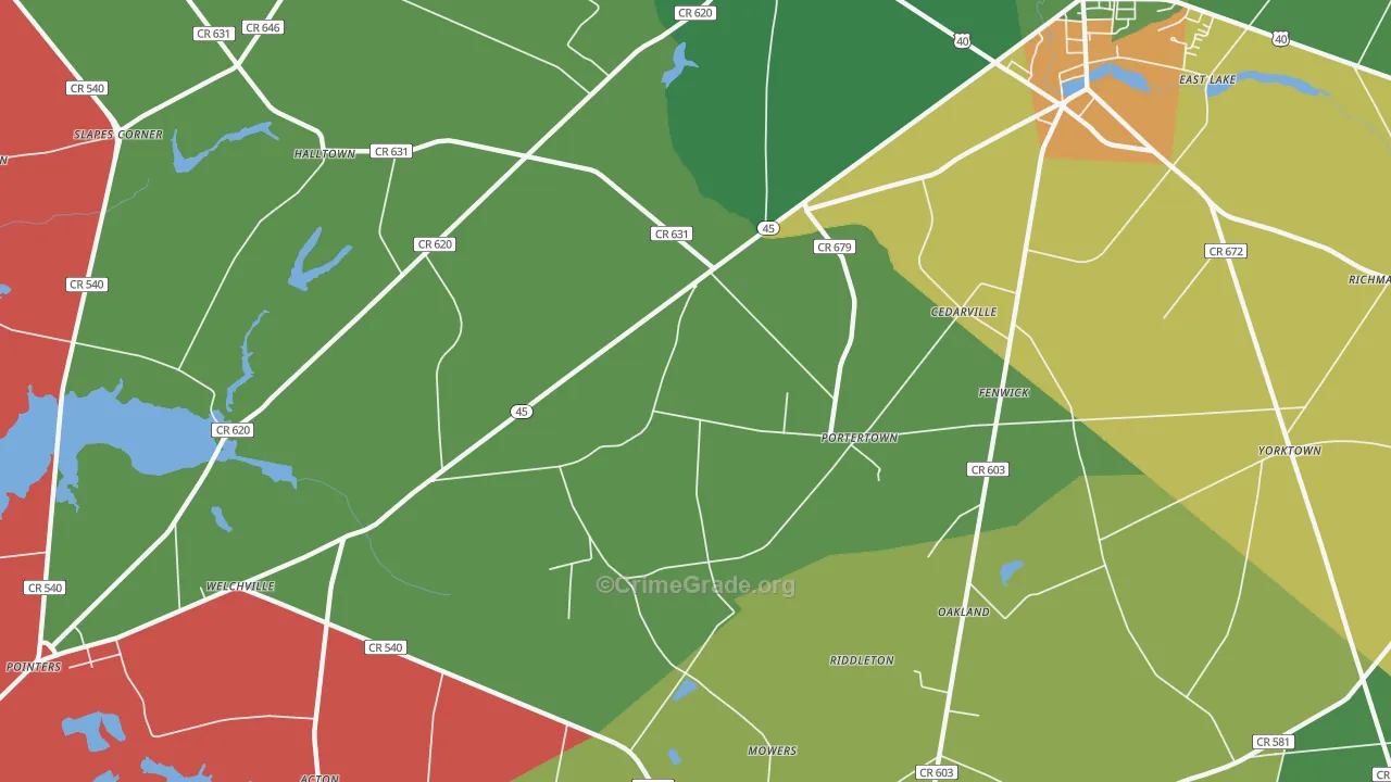 Portertown, NJ Map of Assault Rates