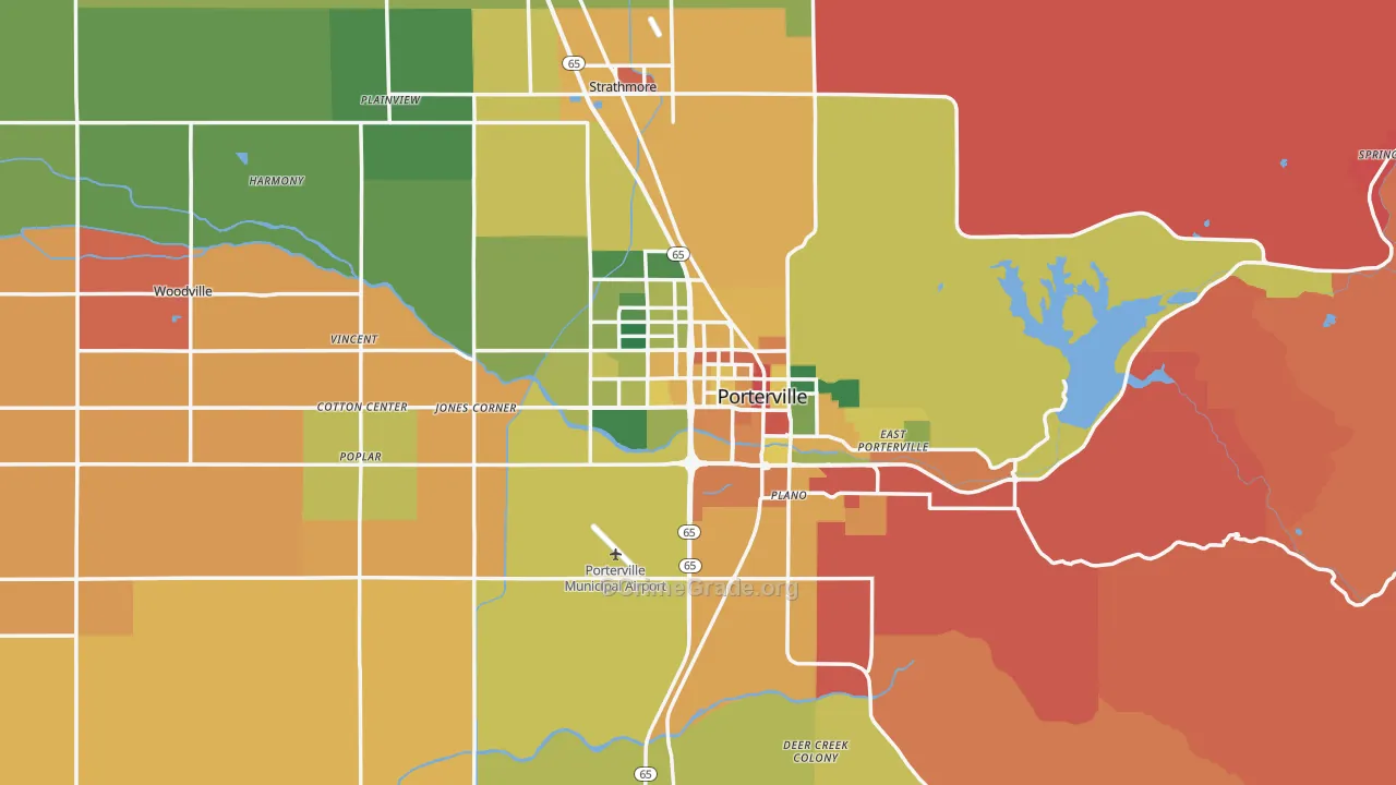 Porterville, CA Map of Assault Rates