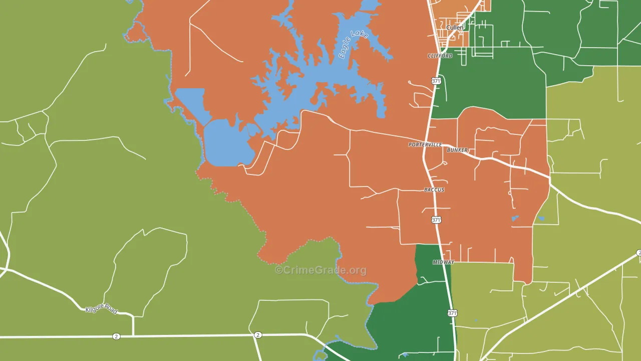 Porterville, LA Map of Assault Rates