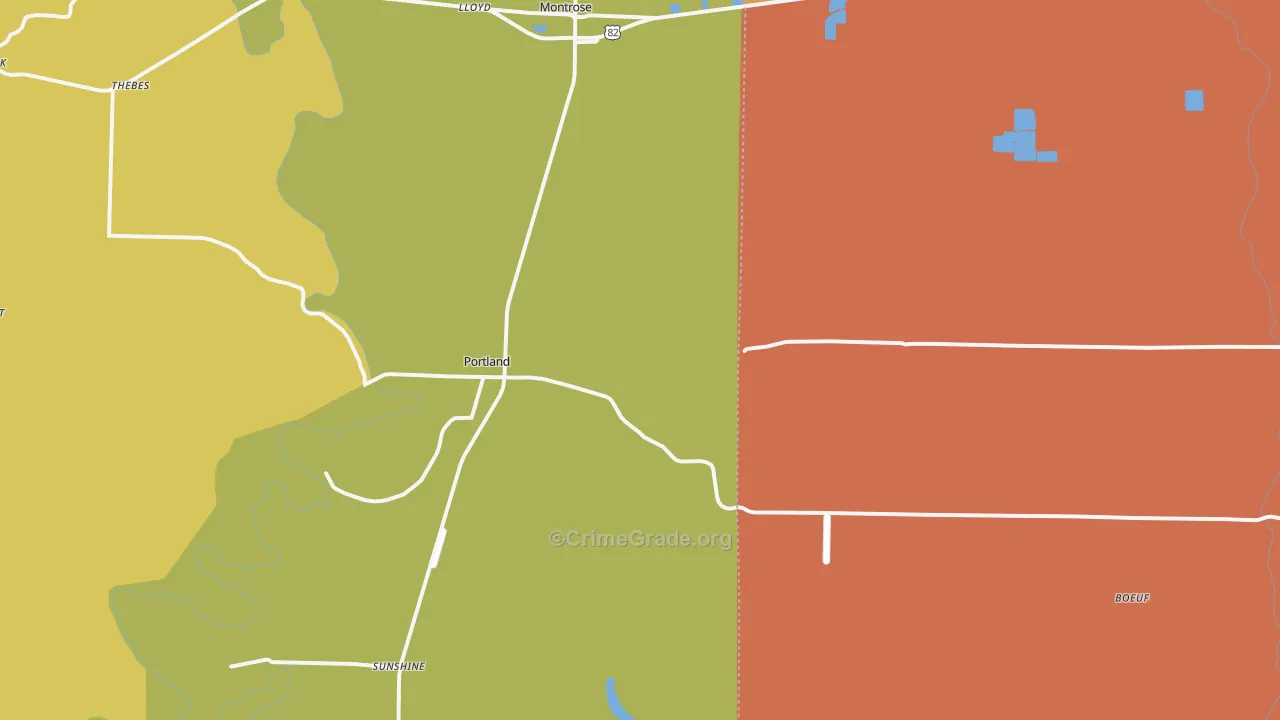 Portland, AR Map of Assault Rates