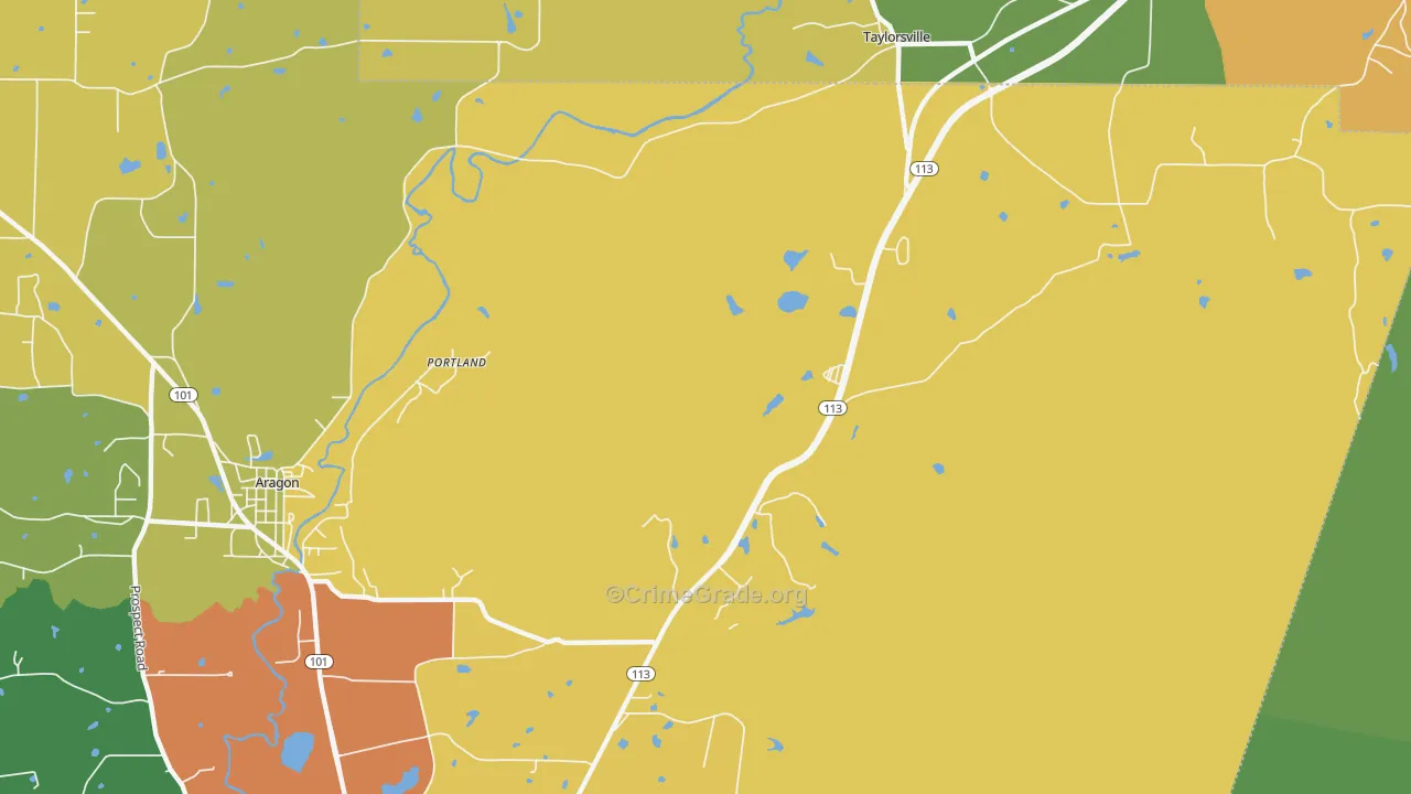 Portland, GA Map of Assault Rates