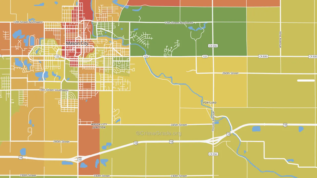 Portland, IA Map of Assault Rates