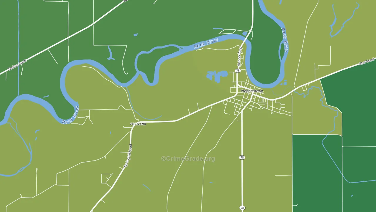 Portland, IL Map of Assault Rates