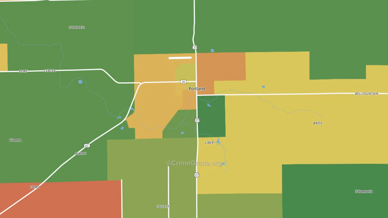 Portland, IN Map of Assault Rates