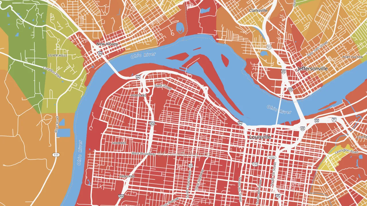 Portland, Louisville, KY Map of Assault Rates