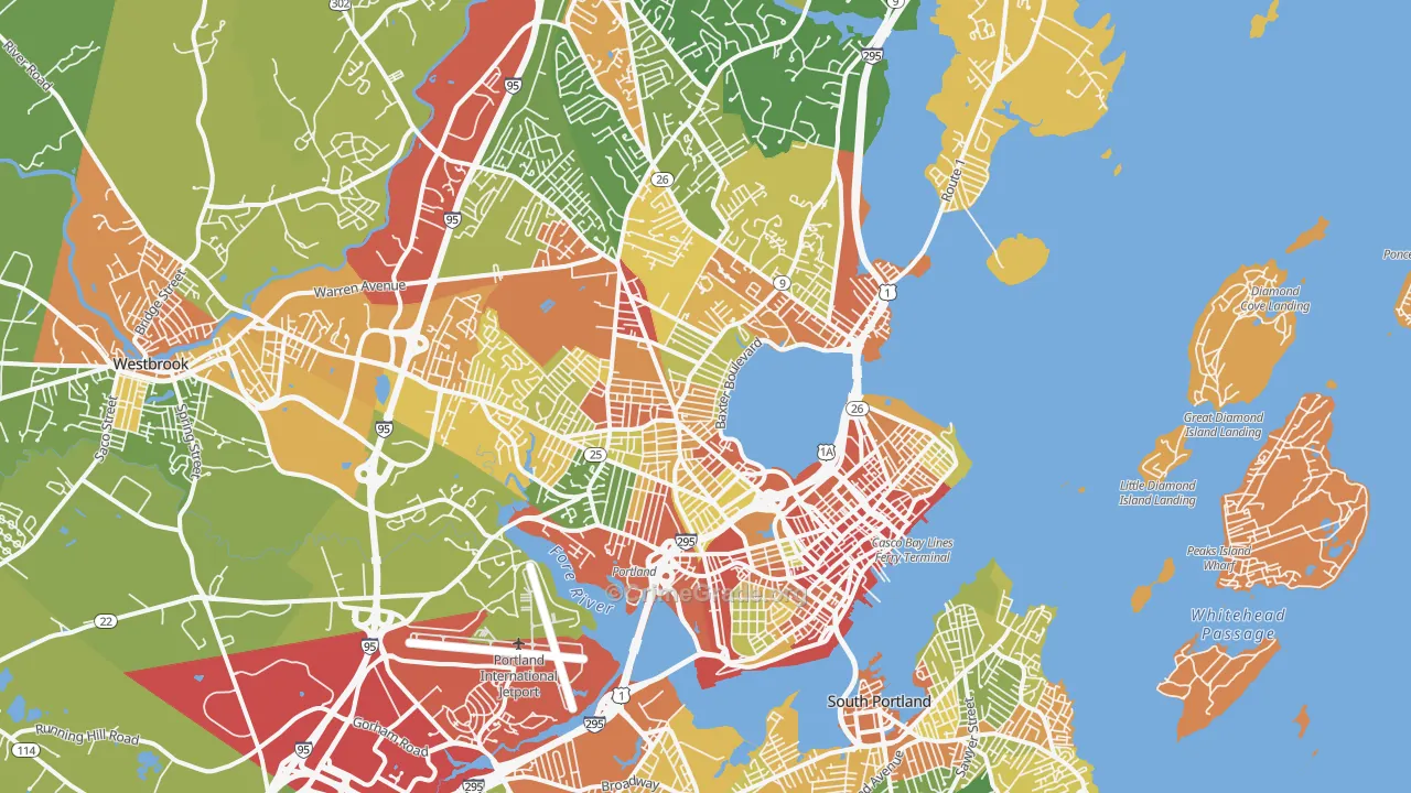 Portland, ME Map of Assault Rates